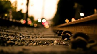 Blurred bokeh macro railroads railroad tracks wallpaper