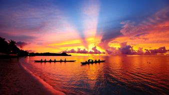 Sunset beach boats landspeeder wallpaper
