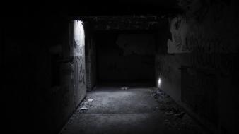 Dark scary monochrome tunnel wallpaper