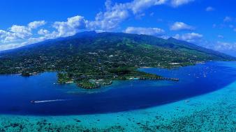 Landscapes nature islands oceans panorama tahiti beach wallpaper