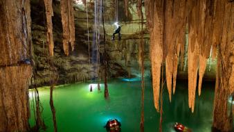 National geographic cave cenote climbing light wallpaper