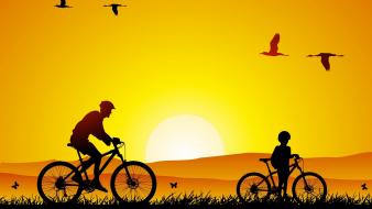 Cycling at sunset pictures wallpaper