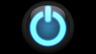 Blue effects electric power button shiny wallpaper