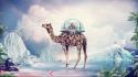 Taj mahal camels digital art surreal wallpaper