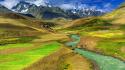 Mountains nature valley aerial rivers wallpaper