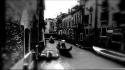 Black and white streets artistic venice monochrome artwork wallpaper