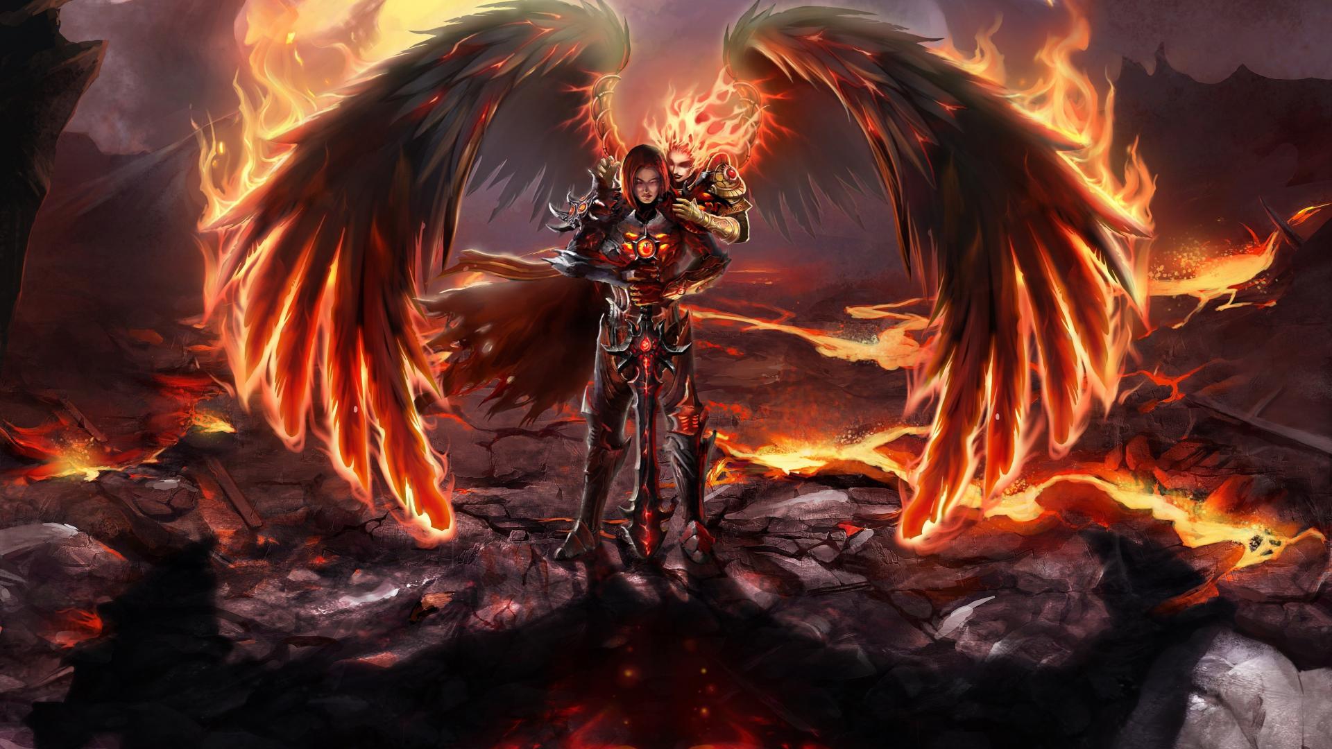 🥇 Fallen angel fire heroes inferno magic wallpaper | (51969)