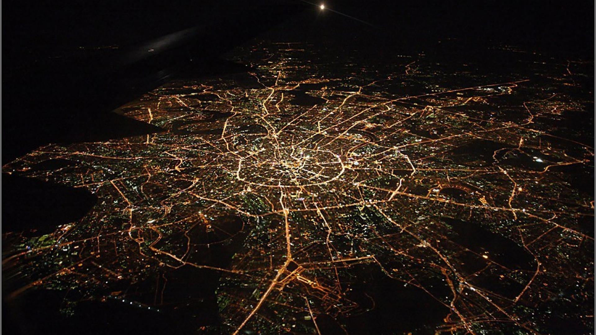 Москва ночью с высоты