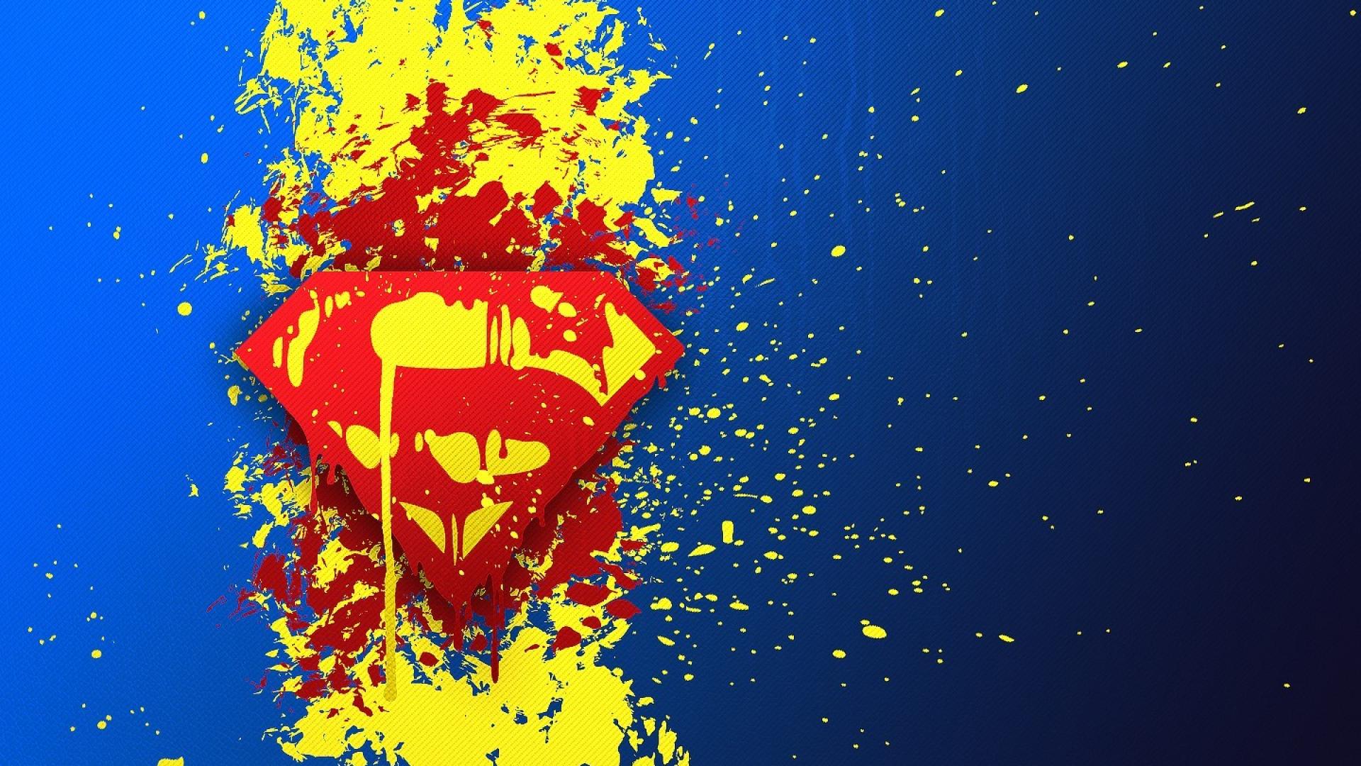 Dc Comics Superman Logo Blue Background Paint Splatter