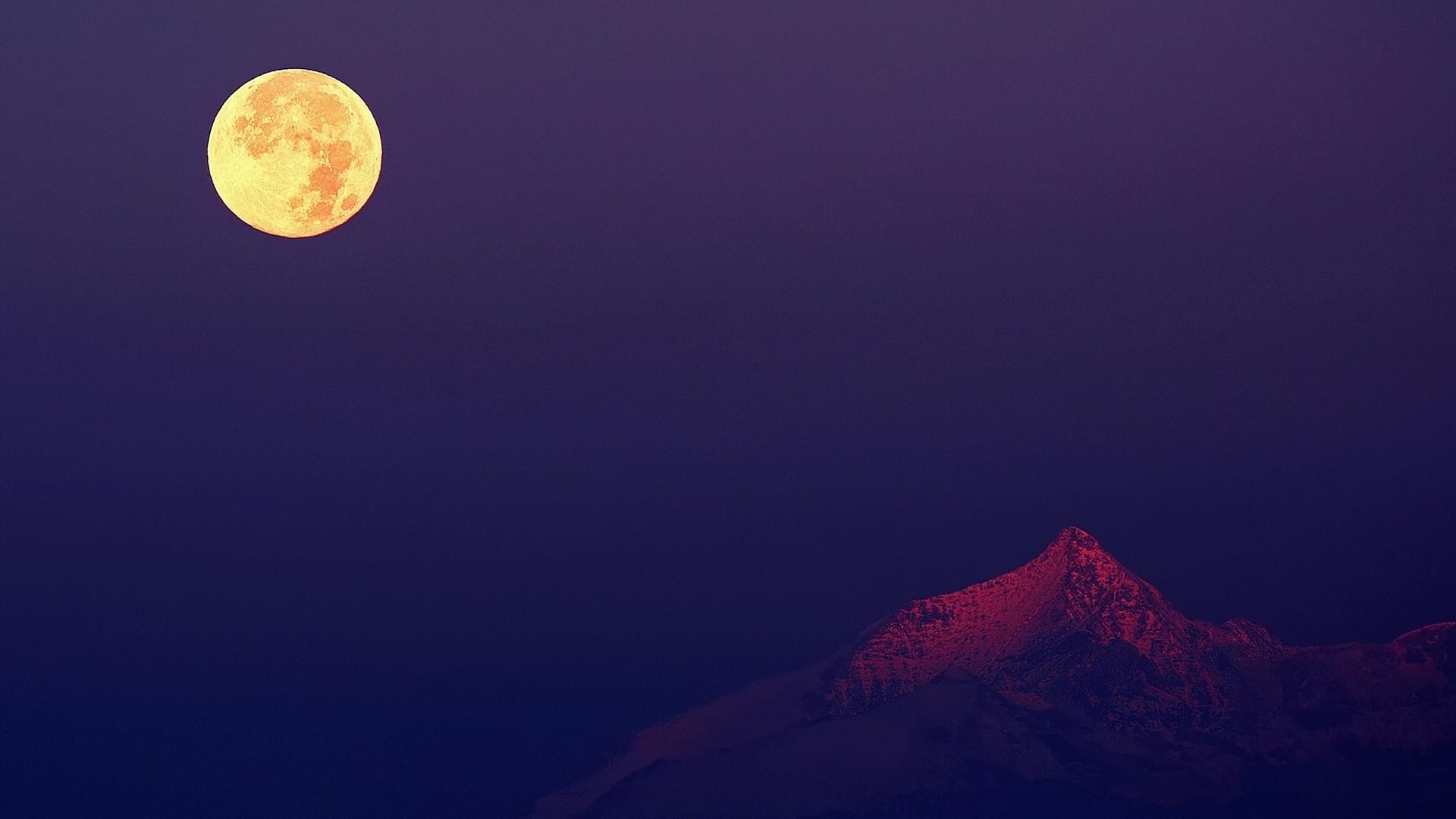 🥇 Mountains nature night moon wallpaper | (107528)
