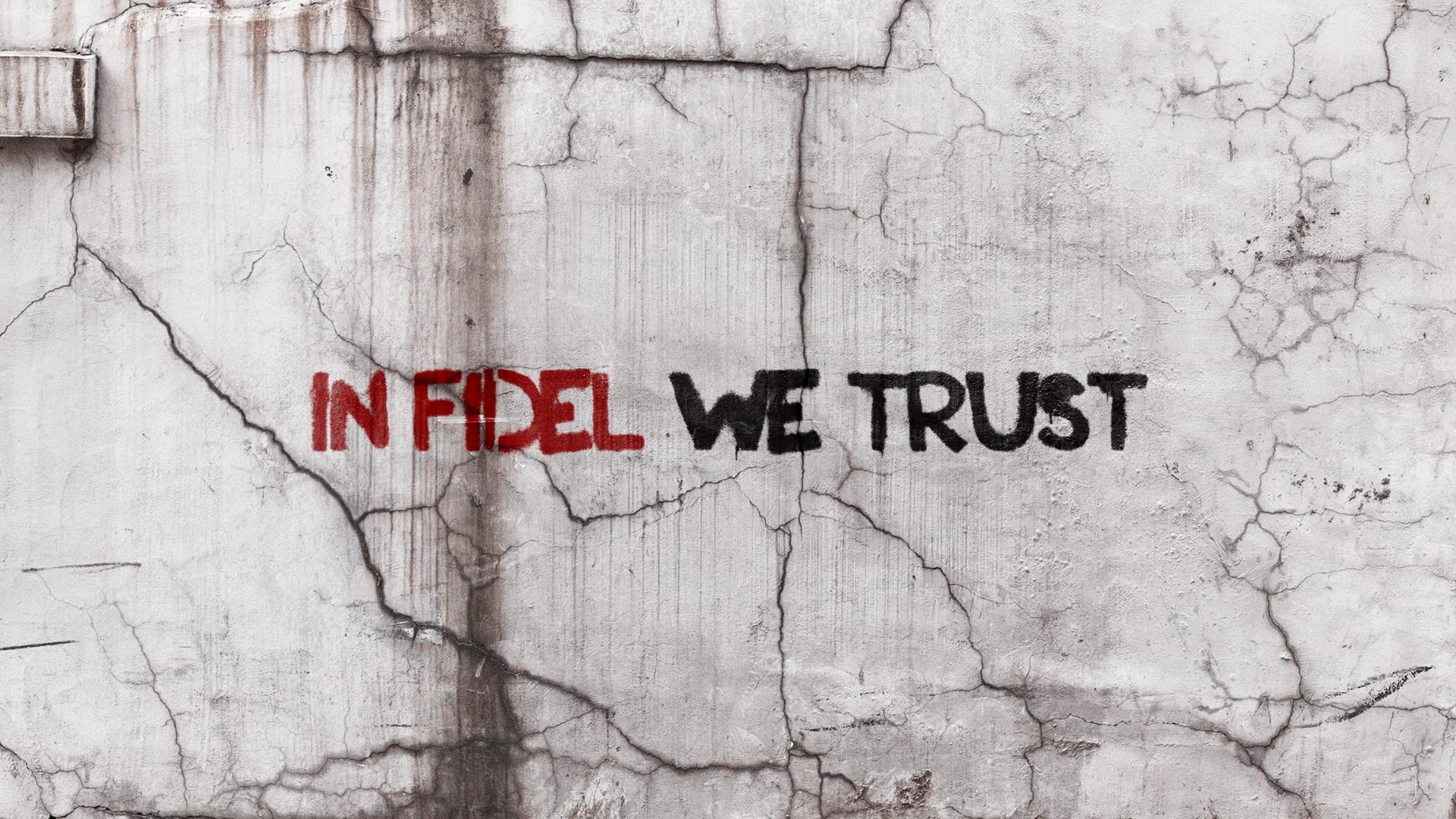 Fidel Castro In God We Trust Plaster Wallpaper 114025