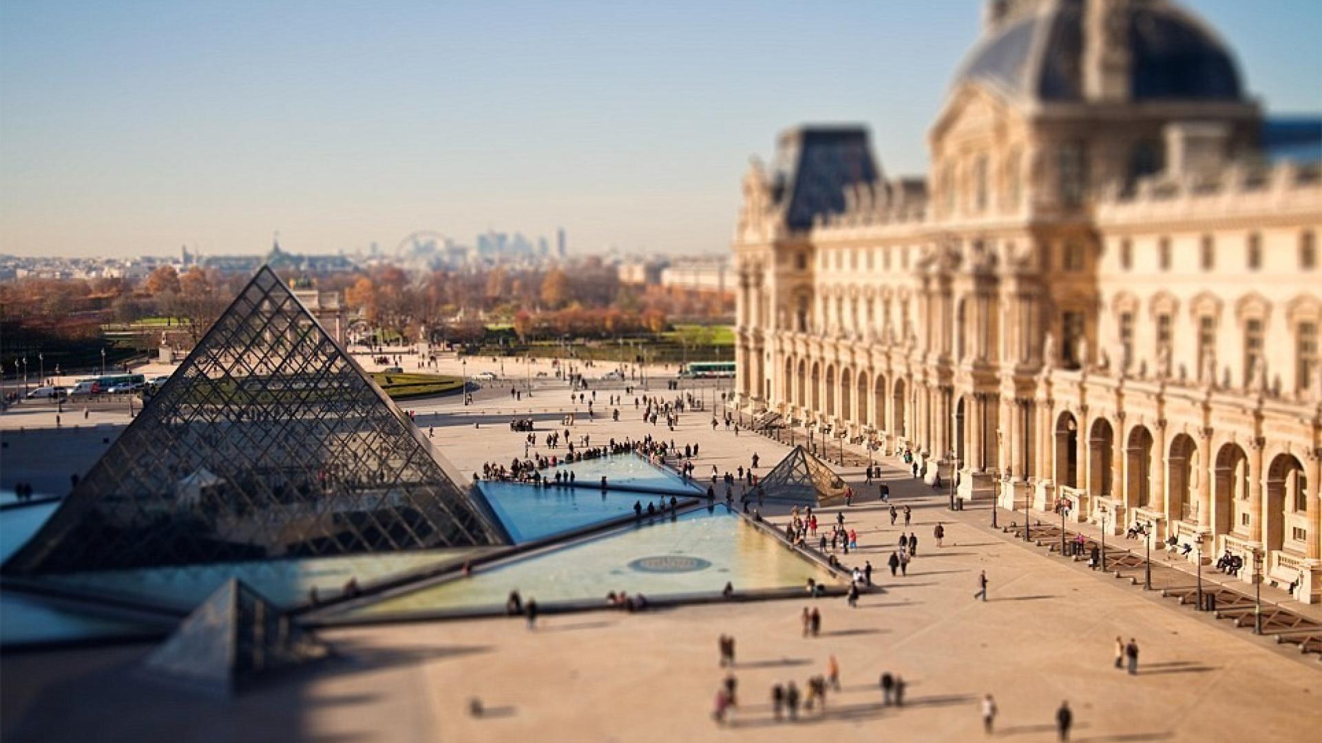 🥇 Paris cityscapes france tilt-shift louvre museum ...