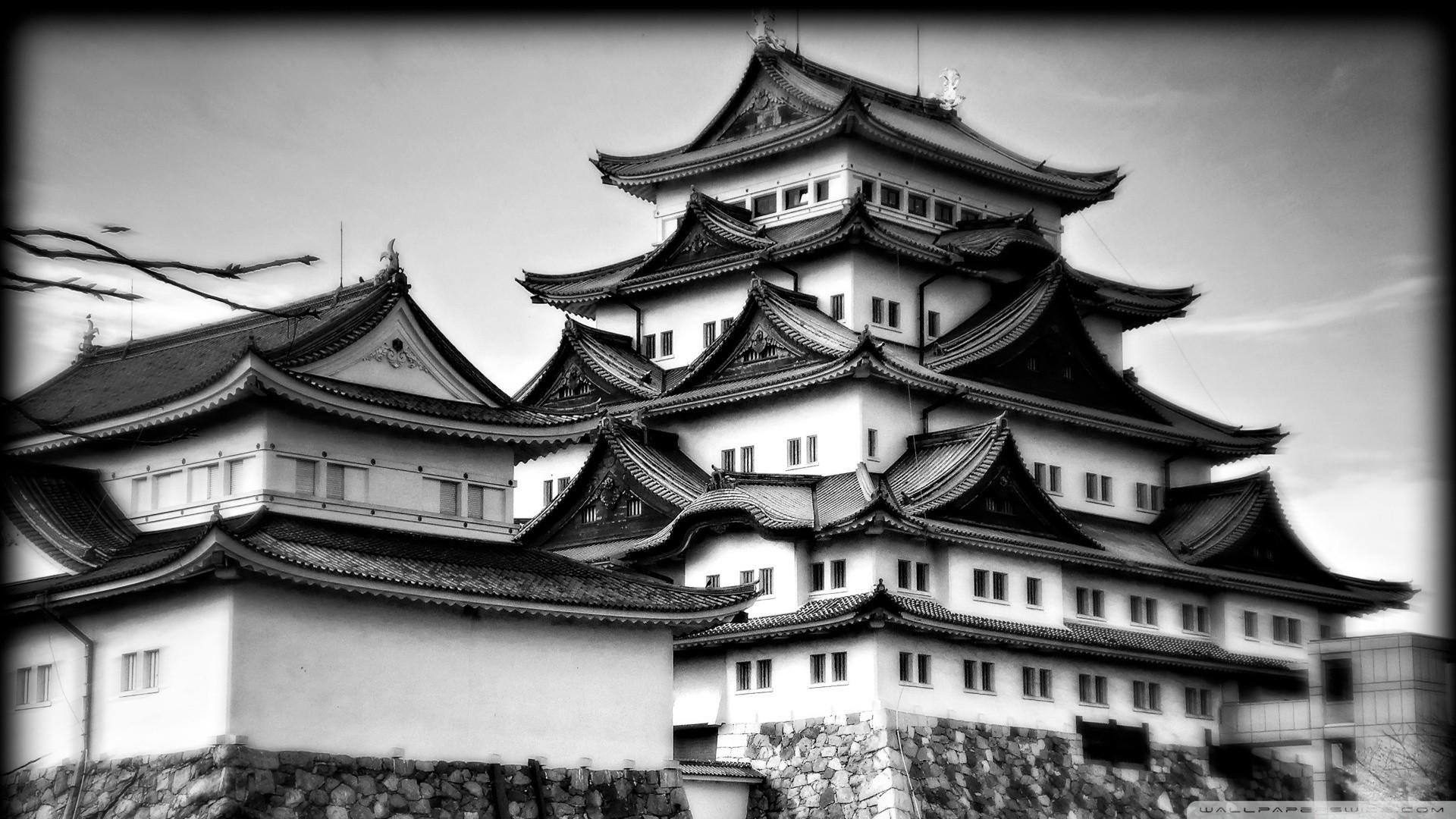 🥇 Japan black and white castle wallpaper | (29006)