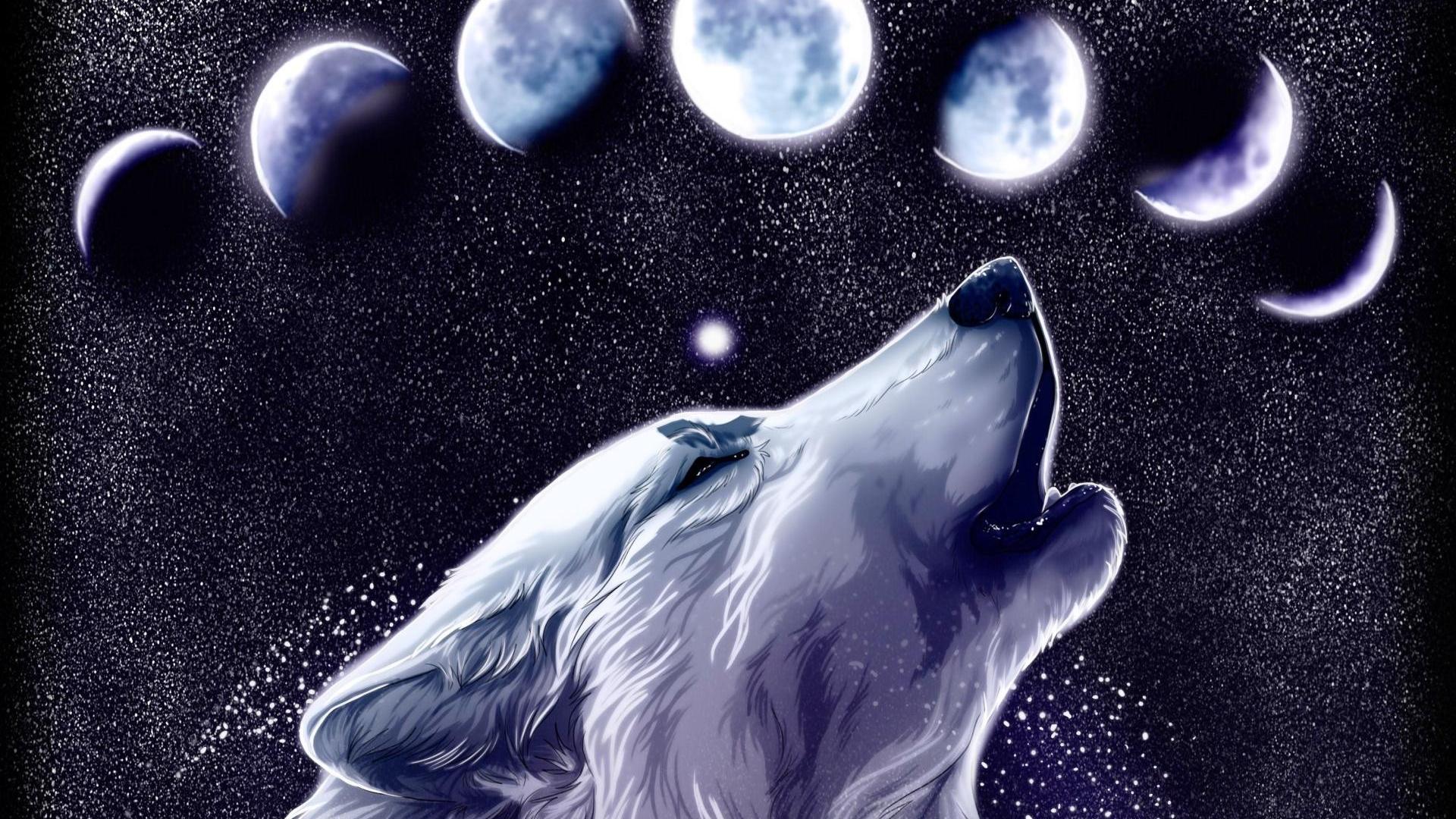 🥇 Animals moon artwork wolves wallpaper | (82866)