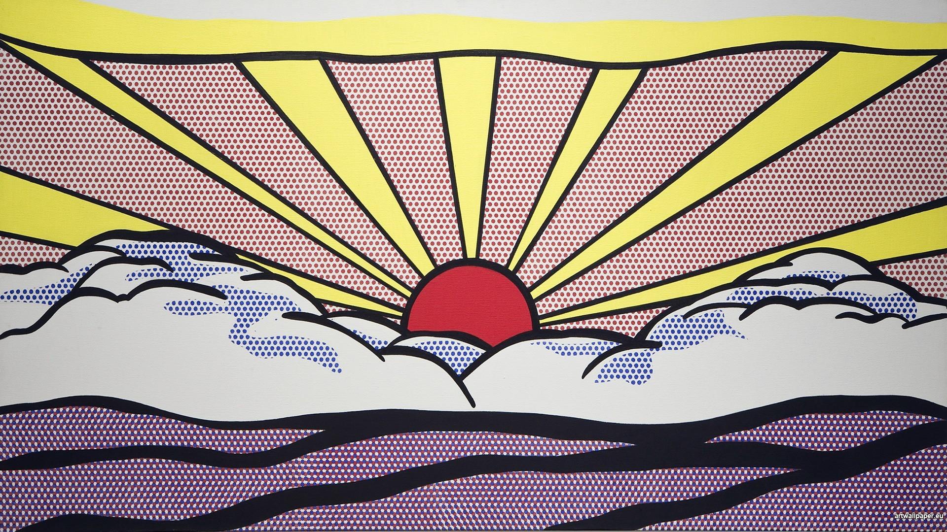 Roy Lichtenstein Artwork Paintings Pop Art Sunrise Wallpaper