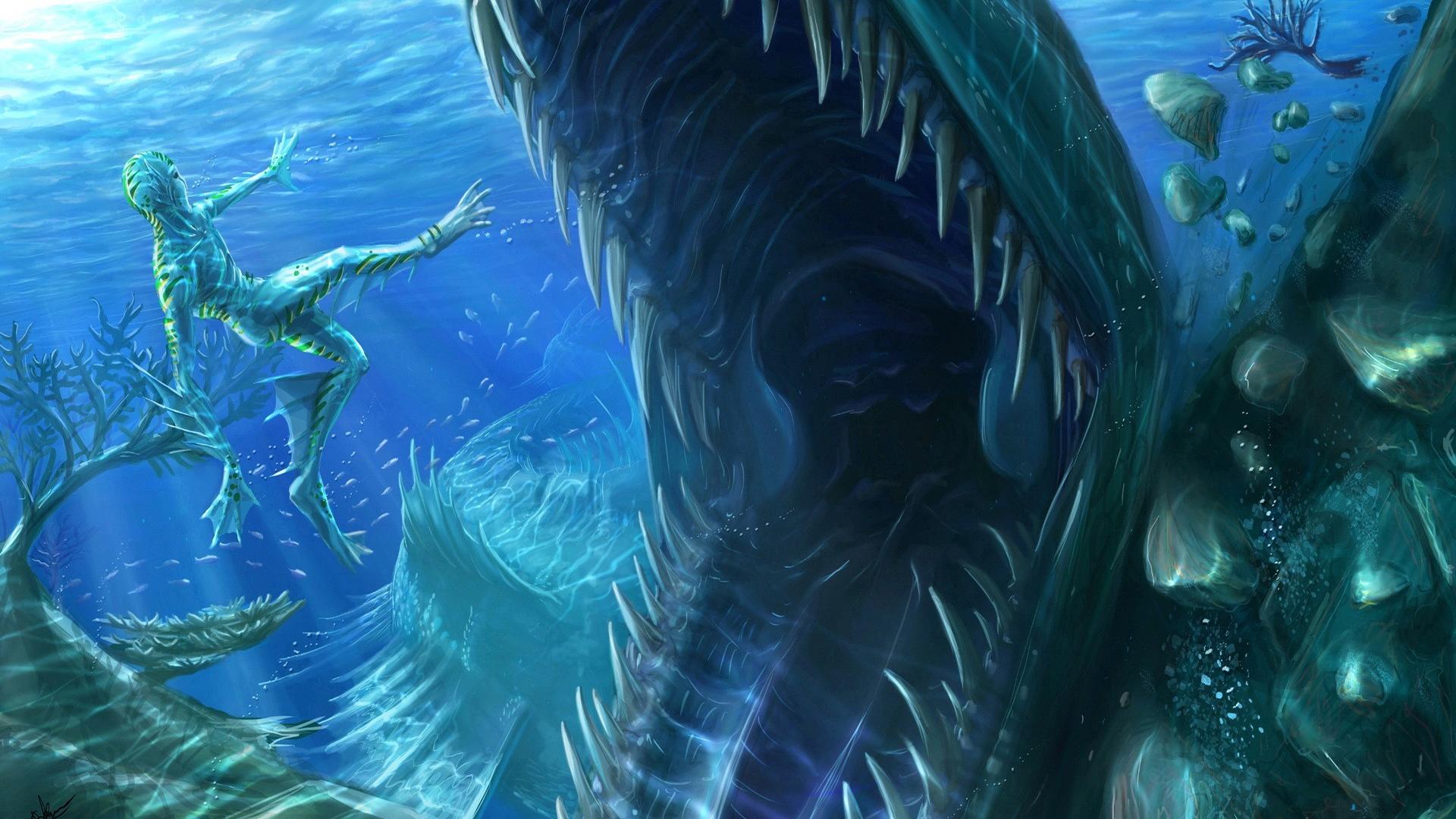 Nightmare Leviathan Art Creatures Teeth Aquatic Underwater 1920x1080 66142 