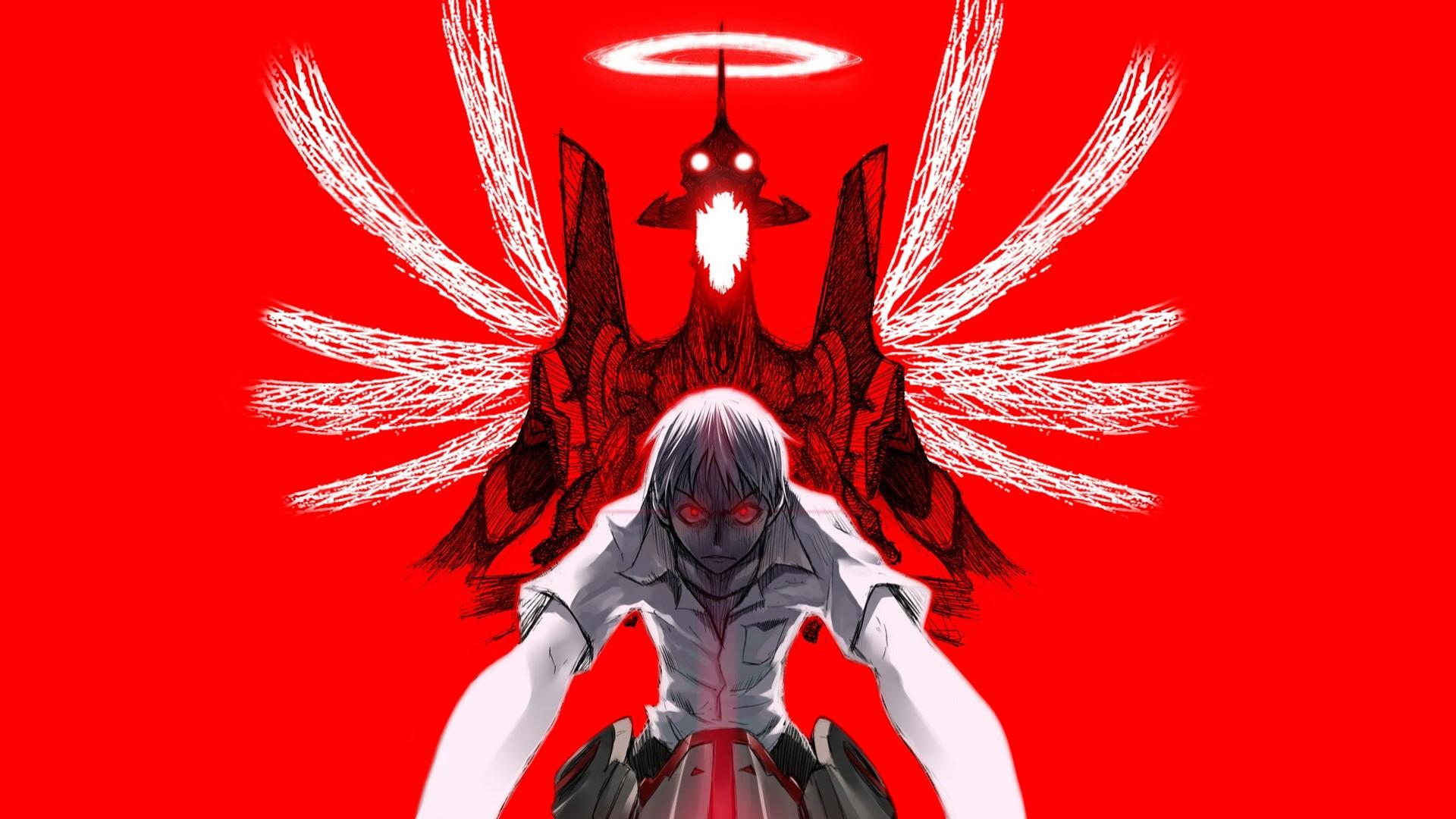 🥇 Ikari shinji neon genesis evangelion red background wallpaper | (42163)
