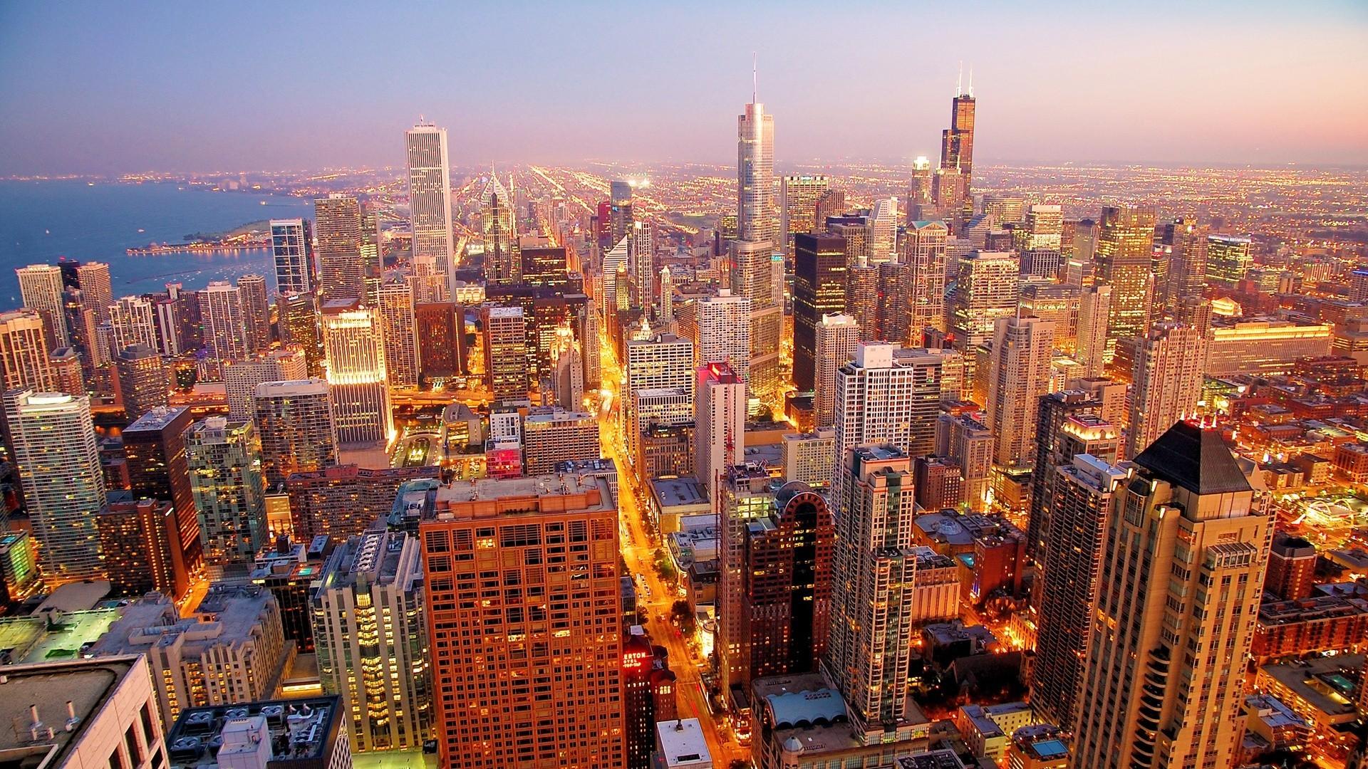 🥇 Chicago Cityscapes Dawn Skyscrapers Wallpaper 44913