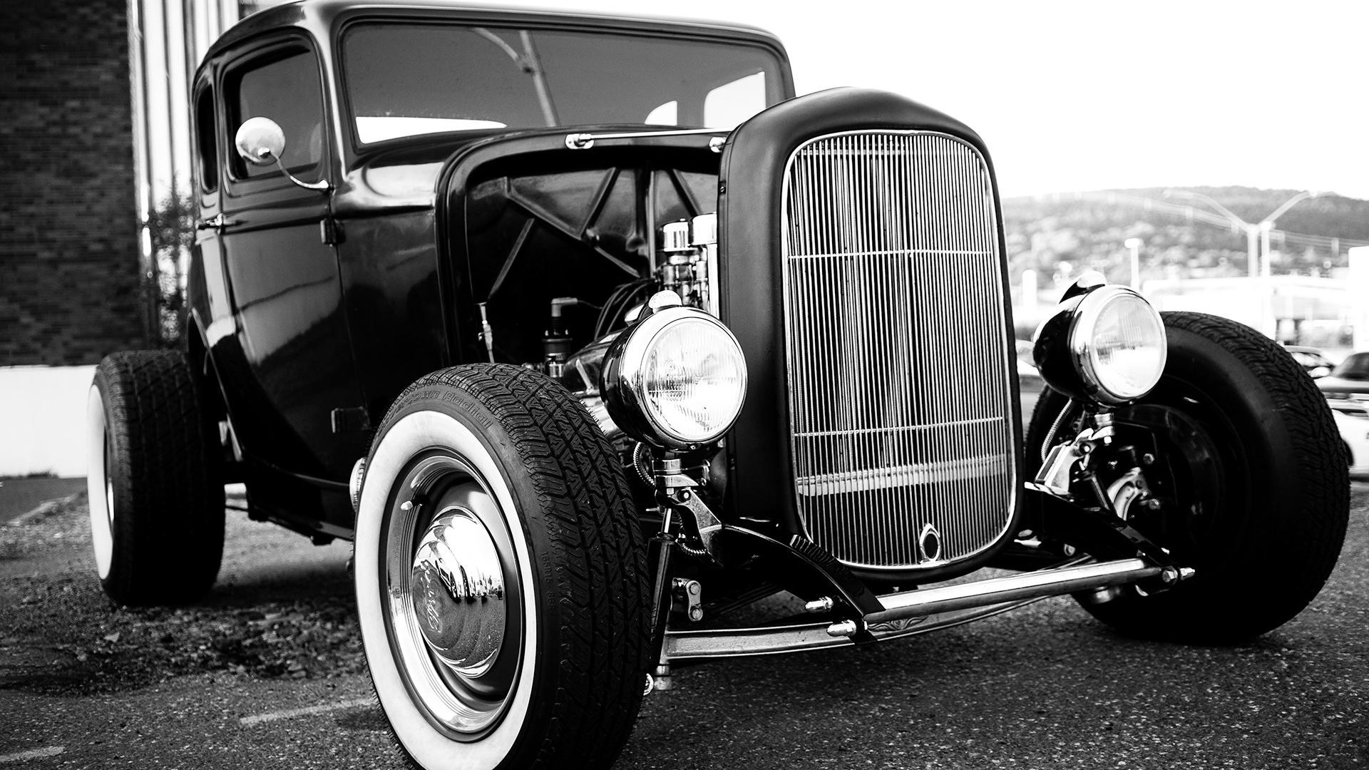 Rod black  and white  classic cars engine  wallpaper  46530 