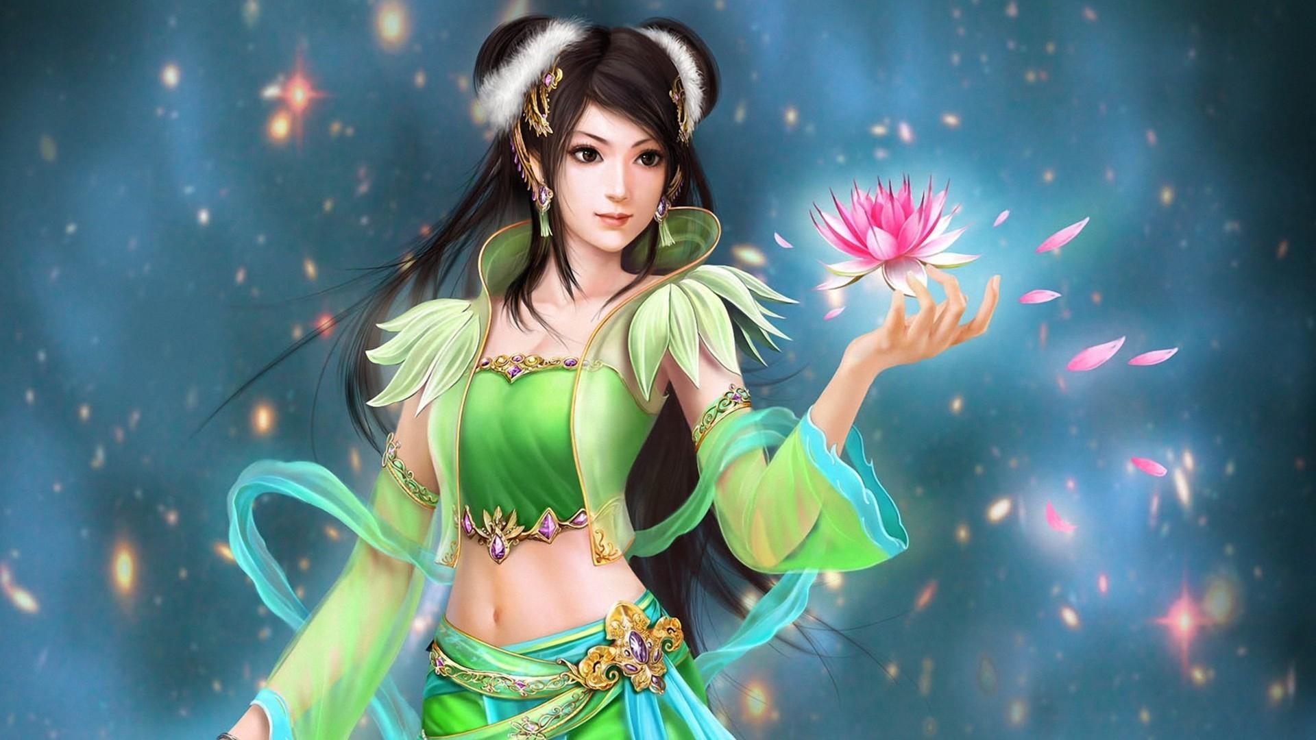 🥇 Fantasy girl with flower Wallpaper