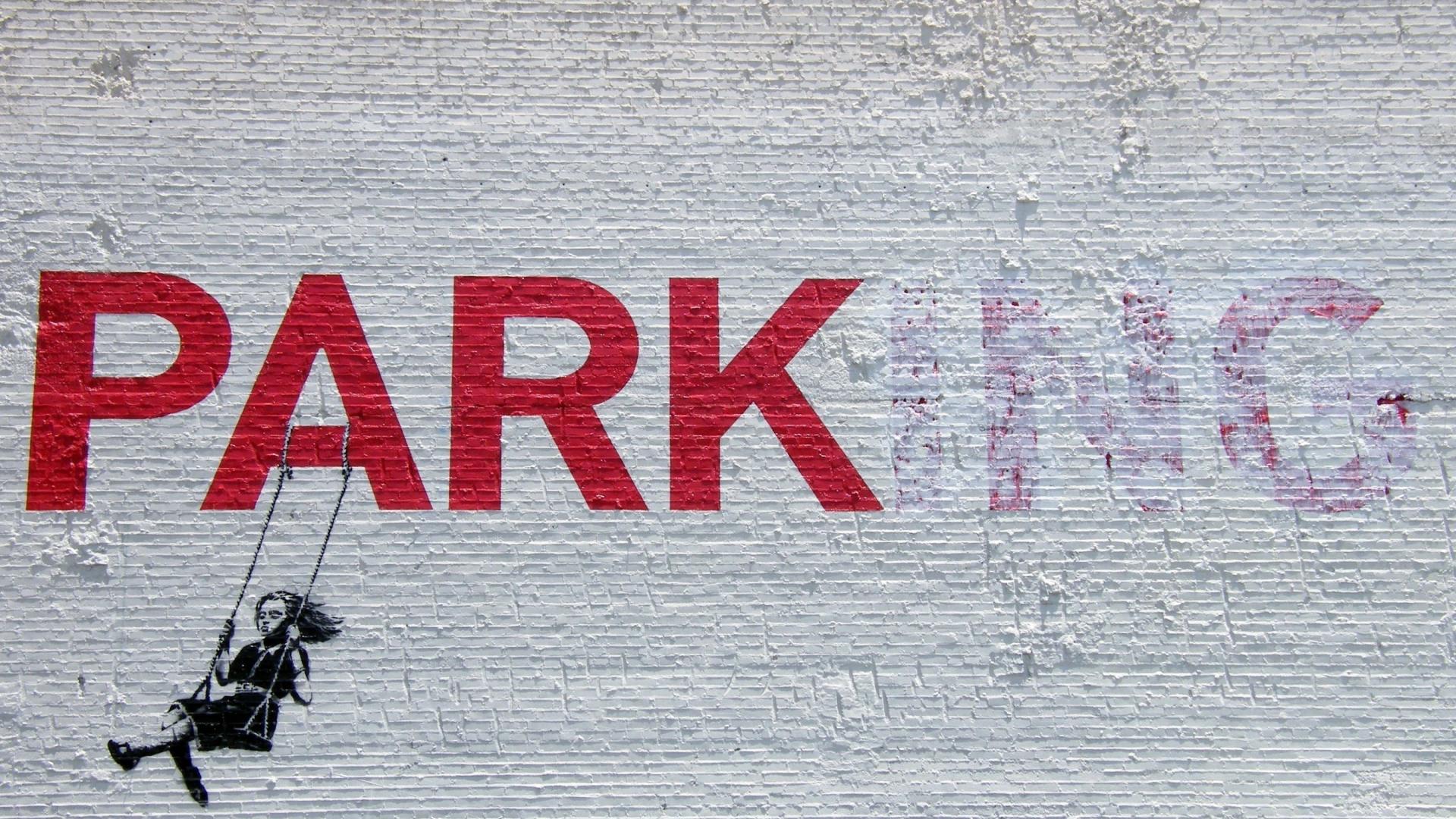 Banksy Graffiti Parks Stencil Wallpaper 50896