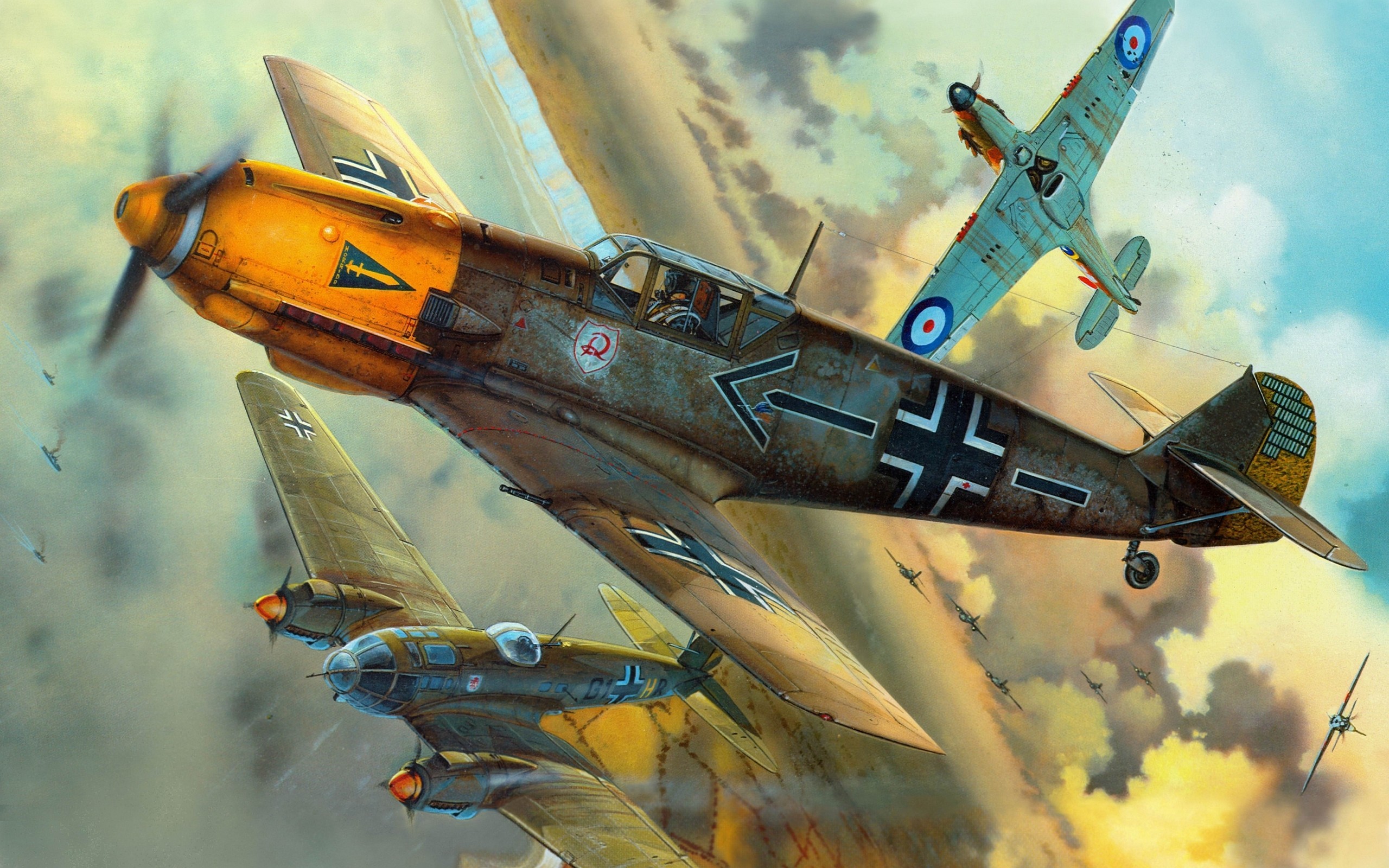 Ii artwork messerschmidt bf 110 g-2/r3 spitfire wallpaper | (120862)