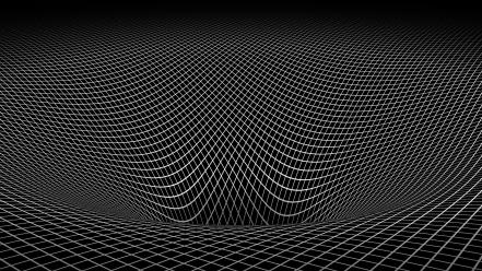 Abstract black and white gravity hole 3d warped wallpaper