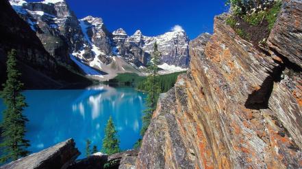 Moraine lake and valley wallpaper