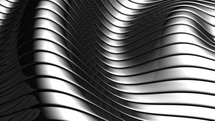 Abstract metallic grayscale curved wallpaper
