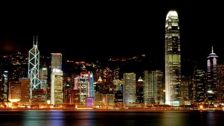 Cityscapes lights buildings reflections wallpaper