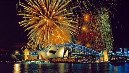 Cityscapes lights fireworks buildings wallpaper