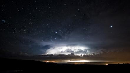 Clouds stars night sky wallpaper