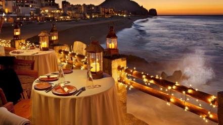 Lights glow dusk dinner breeze evening exotic wallpaper