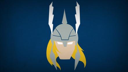 Minimalistic thor superheroes marvel comics blue background blo0p wallpaper