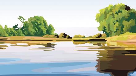 Nature vector artwork lakes wallpaper