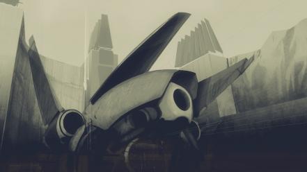 Spaceships science fiction artwork drawings wallpaper