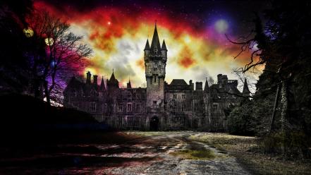 Blurred castles dark magic magical wallpaper