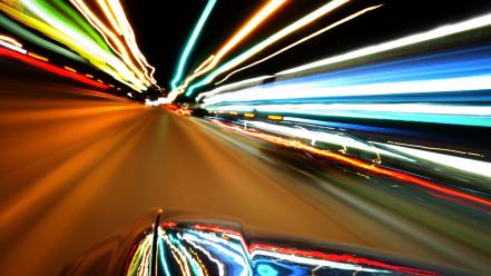 Citylife lights light trails streets wallpaper