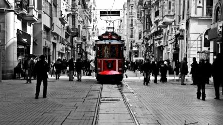 Istanbul istiklal street turkish cityscapes monochrome wallpaper