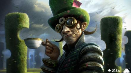 Mad hatter faces fans fantasy art wallpaper