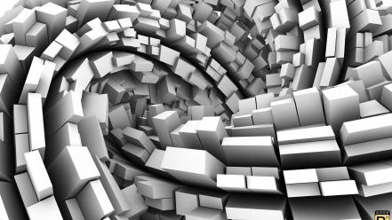 Abstract cubes digital art grayscale monochrome wallpaper