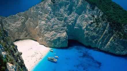 Greece zakynthos islands ships wallpaper