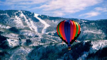 Hot air balloons snow landscapes wallpaper