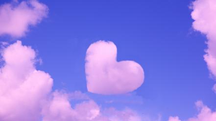 Pink heart abstract clouds hearts skyscapes wallpaper