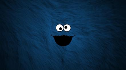 Cookie monster sesame street blue smiling wallpaper