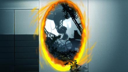 Portal 2 leaves minimalistic video games wallpaper