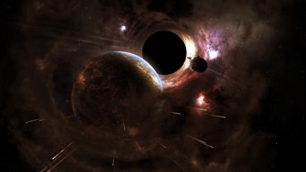 Black hole cataclysm outer space planets stars wallpaper