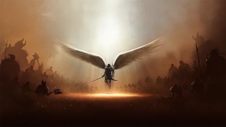 Diablo tyrael angels armor army wallpaper
