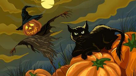 Halloween animals artwork cats digital art wallpaper