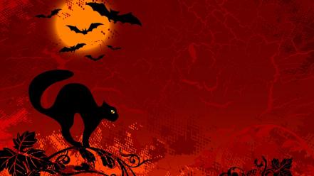 Halloween bats cats vector art wallpaper